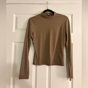 Charlotte Russe Ribbed Brown Long Sleeve Top
